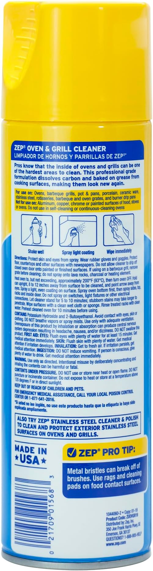 Zep Oven & Grill Cleaner 19oz (1ct) and Foaming Glass Cleaner (1ct) | Cuts through baked-on grease while delivering streak-free shine on glass, mirrors, and windows. Kitchen cleaning set- ECBD047