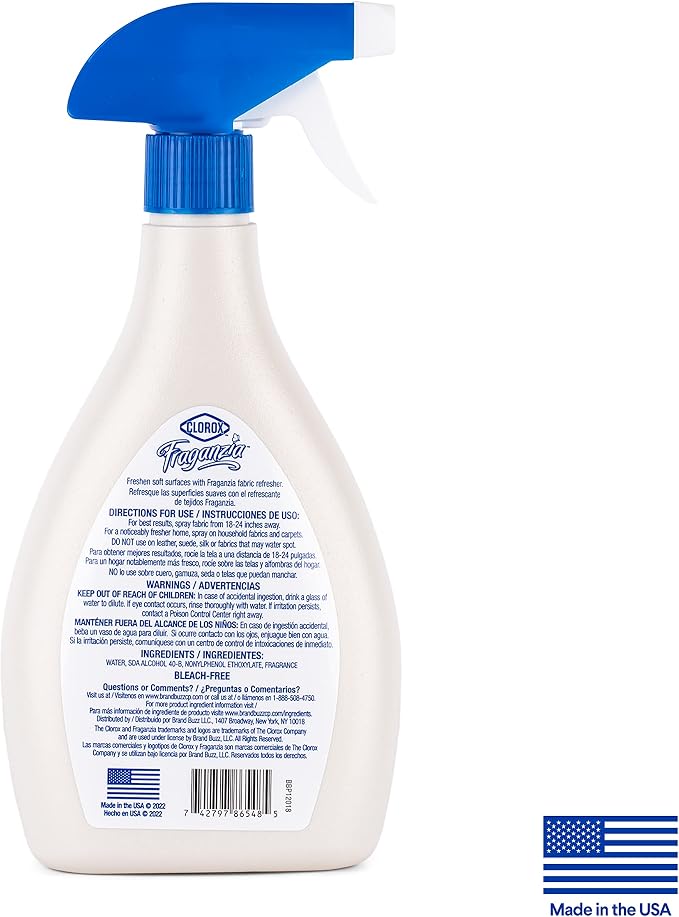 Clorox Fraganzia Refresher Spray, Morning Sky Scent - Multi-Use Fabric and Linen Freshener Spray, Odor Eliminator for Home, Couches, Curtains, and Upholstery, 22 Fl Oz