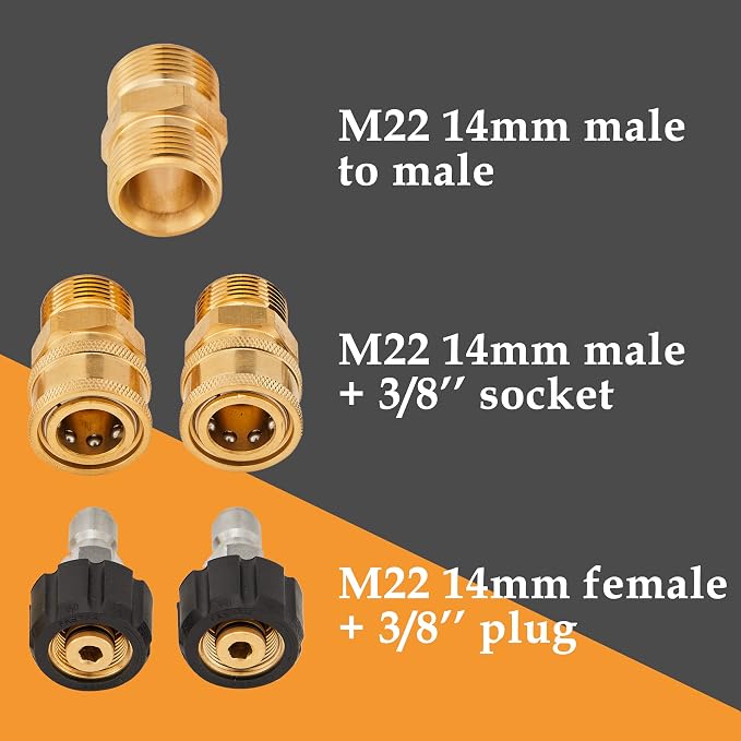 M MINGLE Pressure Washer Hose 50 FT x 1/4", M22 14mm Fittings, 3600 PSI | Replacement Power Wash Hose with 3/8" Quick Connect Kits, Kink Resistant, Ideal for Car, Driveway, Siding & Patio Cleaning