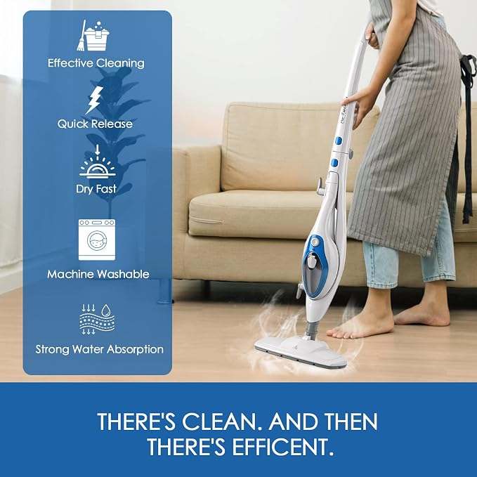10 Pack Replacement Steam Mop Pads for PurSteam ThermaPro 211 & 10-in-1 | Old 5-tab version only; not for the new 6-tab mop. Machine-washable microfiber pads for sealed hardwood, tile and laminate.