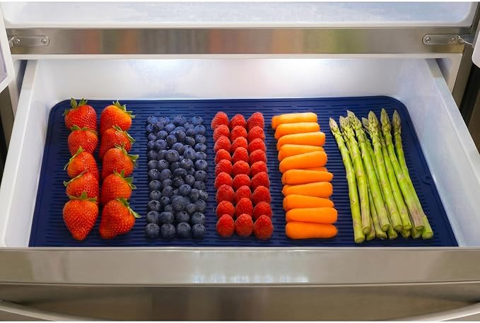 MicoYang Silicone Dish Drying Mat for Multiple Usage,Easy clean,Eco-friendly,Heat-resistant Silicone Mat for Kitchen Counter or Sink,Refrigerator or Drawer Liner Navy Blue 5XL 36inches x 18inches