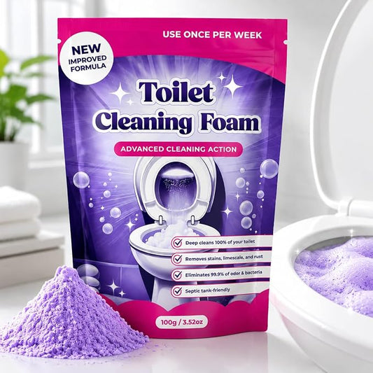 Toilet Cleaning Foam Powder, Toilet Bowl Cleaner for Limescale, 3.52 Oz | Self-activating foam helps loosen hard water marks, yellow stains, toilet rings and mineral buildup for easier bowl care