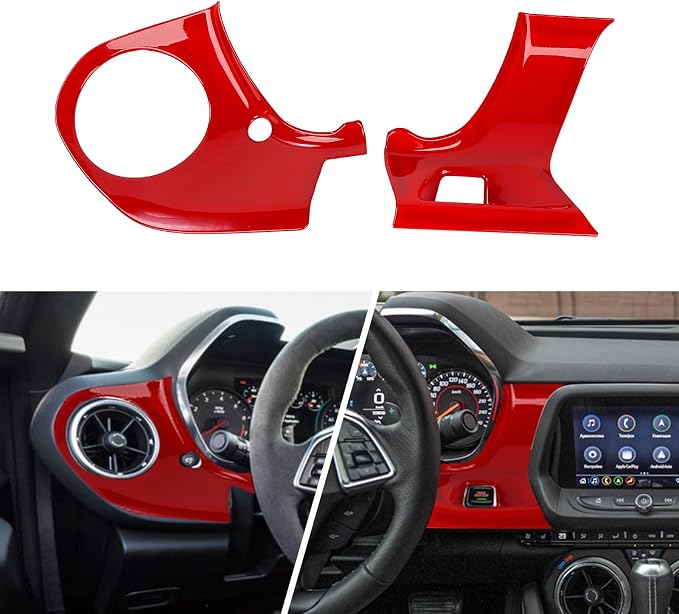 Center Console Dashboard Panel Cover Trim Kit Compatible with 2016-2023 Chevrolet Chevy Camaro(Red)