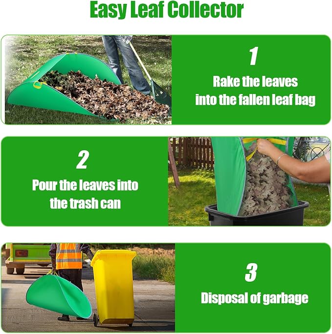 UQM Leaf Collector, Portable Pop Up Leaf Bags, Foldable Leaf Pick Up Tools | Reusable Yard Garden Bags for Leaves Lawn Trash, Patent Number D1005635
