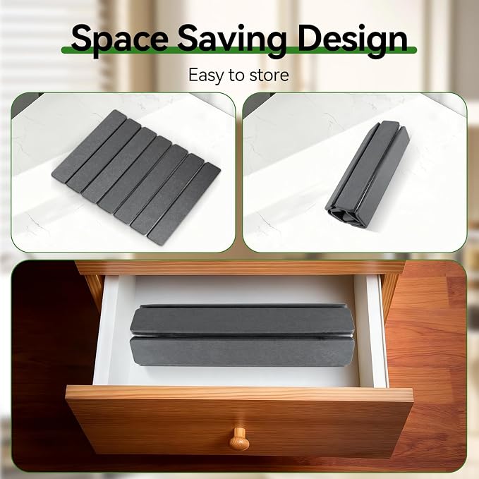 Large Stone Drying Mat for Kitchen Counter, 16"x12" Collapsible Diatomaceous Earth Drying Mat, Instant Absorbent Dish Drying Pad, Stone Drying Rack Space Saver Drying Board for Kitchen Sink, Gray