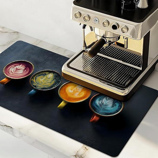 Dish Drying Mat Large Coffee Mat Absorbent Drying Mat for Kitchen Counter Coffee Bar Accessories 32"x 17", Colorful Flavored Coffee