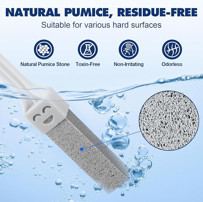 Navona 10 Pack Pumice Stone Toilet Bowl Cleaner with 2 Extra Long Handle,Pumice Stone Scouring Sticks for Toilets, Bathrooms, Kitchens, Spas and Pools
