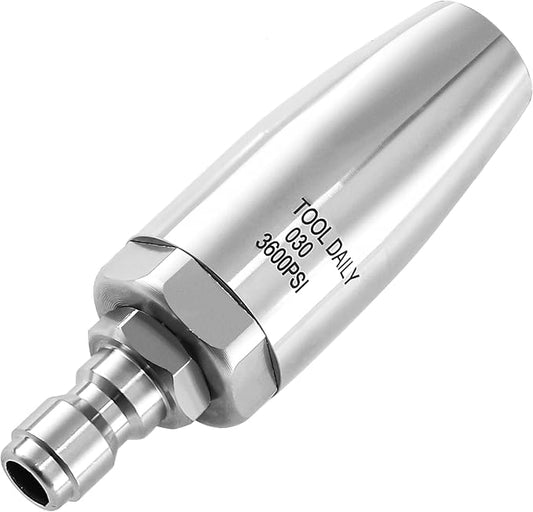 Tool Daily Turbo Nozzle Pressure Washer Stainless Steel, 360° Rotating | Pressure Washer Nozzle for Cleaning Brick, Concrete, and Wooden Surfaces, 1/4" Quick Connect, 3600 PSI, 3.0 GPM