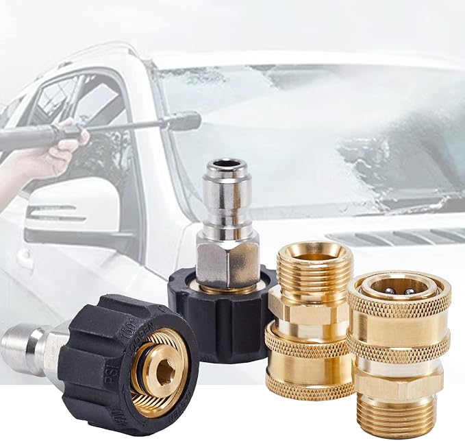 Raincovo Pressure Washer Quick Connect Fittings, M22 14mm to 3/8 Inch | Quick Connect Pressure Washer Hose Adapter, 4 Pieces
