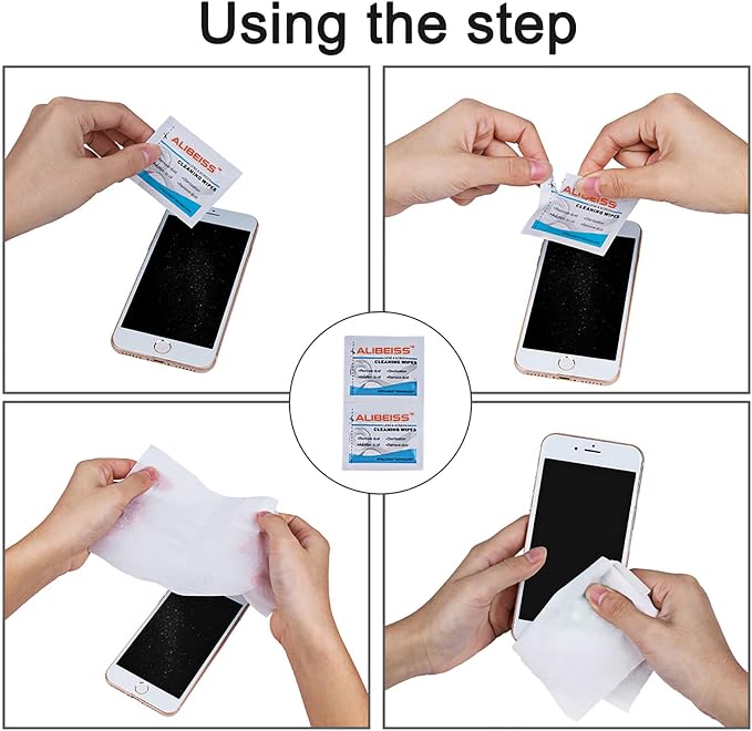 Pre-Moistened Lens Wipes ALIBEISS Screen Wipes for Glasses, Camera,Tablets, Smartphone, Screens and Other Delicate Surfaces,Pack of 100
