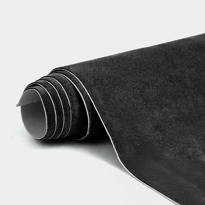 Premium Black Suede Fabric Wrap - 12x48 inch Suede Wrap for Car Interior - Self-Adhesive Microfiber and Synthetic Leather, Stretchable Interior Film for Car and Home Decor