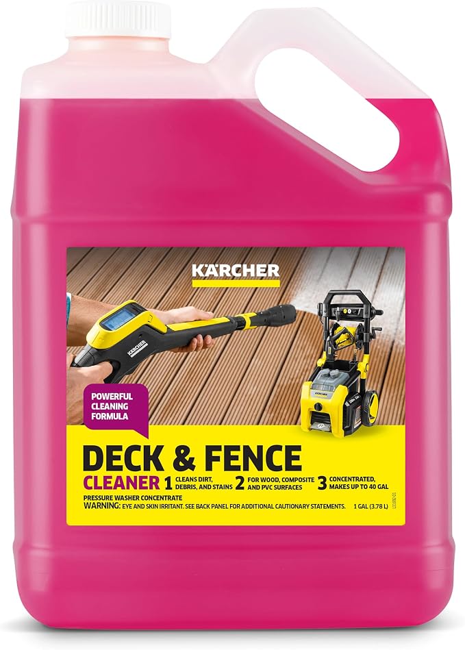 KÄRCHER Wood Fence & Deck Cleaner, For Pressure Washers | Removes Dirt and Grime from Wood, Composite, and PVC, Highly Concentrated, Makes up to 40 gal of Cleaner, Residue Free