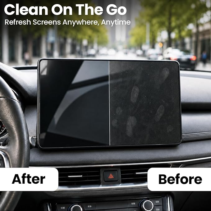 EVEO Car Screen Cleaner Spray and Wipe -2-in-1 iPad Accesories Laptop screen cleaner, New Car Essentials - Touchscreen Cleaner for tesla, Laptop, Computer, MacBook and More - 2 Pack (Grey & Rose Gold)