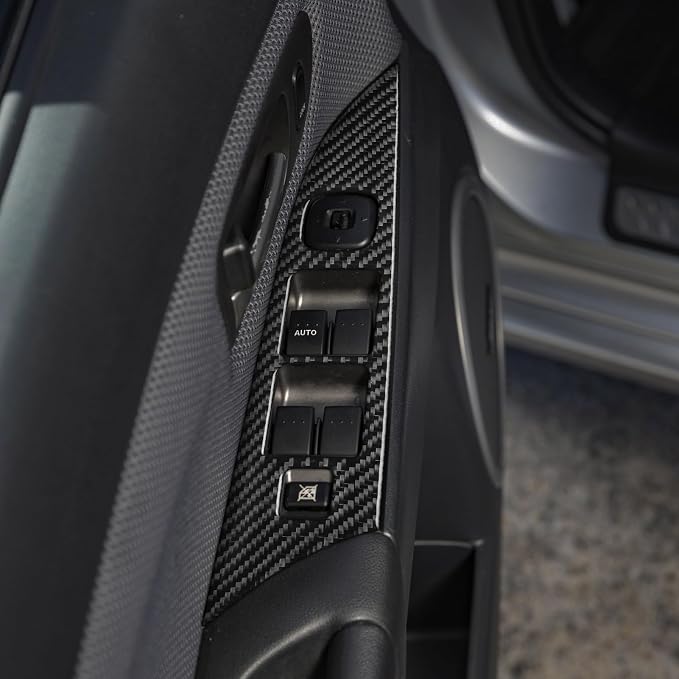 Real Carbon Fiber Door Control Panel Trim Fit for Mazda 3 2004-2009 | Interior Decorations Stickers|Windows Lift Switch Panel|Car Decals|Thick Overlay|Anti-scratch|Self-adhesive