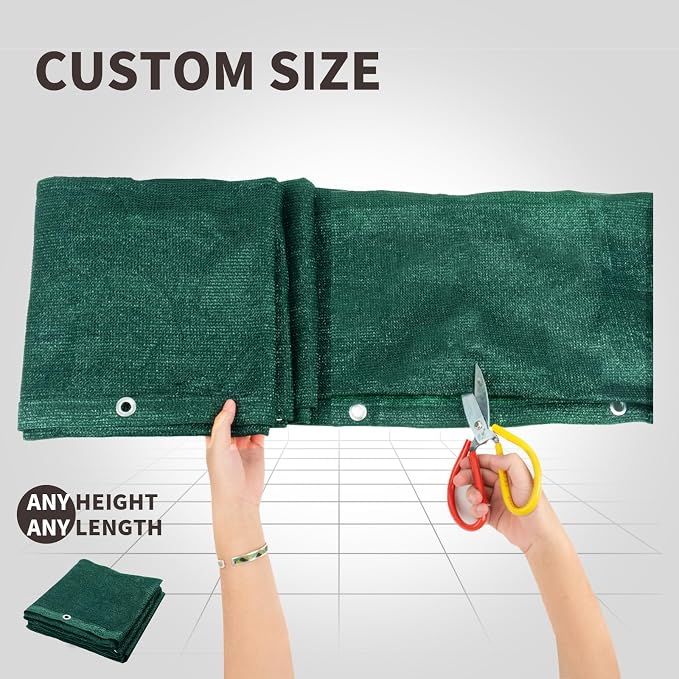 LOVE STORY Custom Size 3' x 3' Balcony Privacy Screen Cover, Dark Green | HDPE Fabric, 95% UV Block, Fence Screen for Patio, Railing Cover for Apartment, Privacy Protective, Custom Size Available