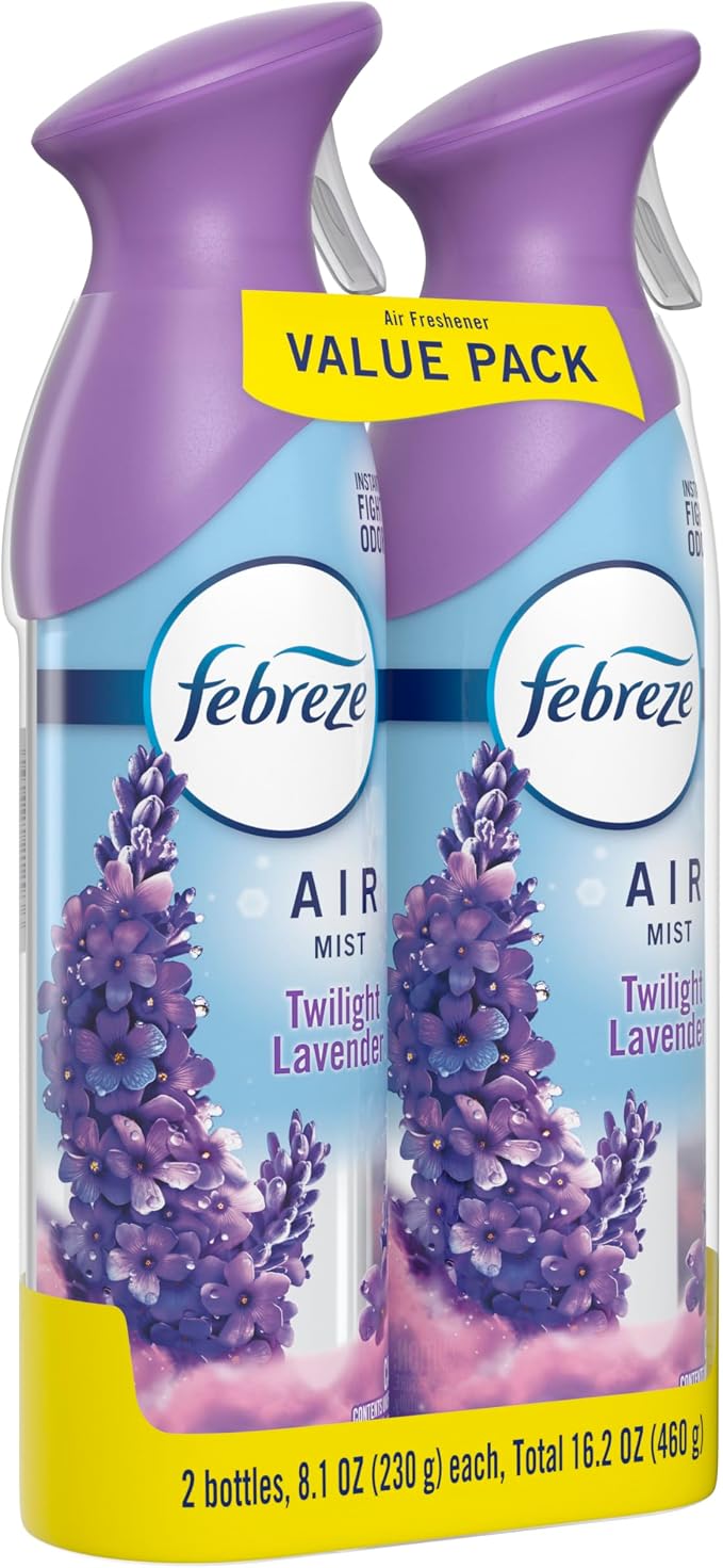 Febreze Air Mist, Air Freshener Spray, Odor Fighting Room Spray, Deodorizer for Home Bathroom Kitchen Office Apartment Dorm Room Classroom, Twilight Lavender Scent, 8.1oz (Pack of 2)