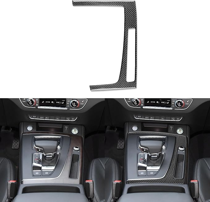 Real Carbon Fiber Trim for Audi 80A Q5 Accessories | for SQ5 2018-2025 Dash Center Console Gear Shift Outer Panel Frame Cover Sticker Interior Thick Overlay Decal - A
