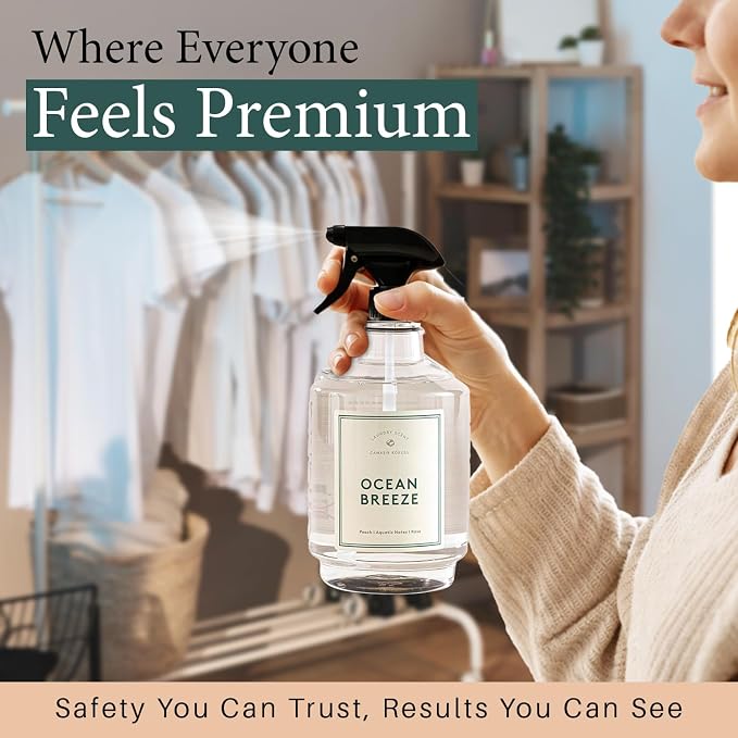 Chakra Freshener Fabric Spray - Long-Lasting Multi-Purpose Laundry Scent for Bedding, Clothes & Home Fabric Deodorizer, Luxury Room Deodorizer, Linen Spray w/Trigger, 33.8 fl oz, Ocean Breeze