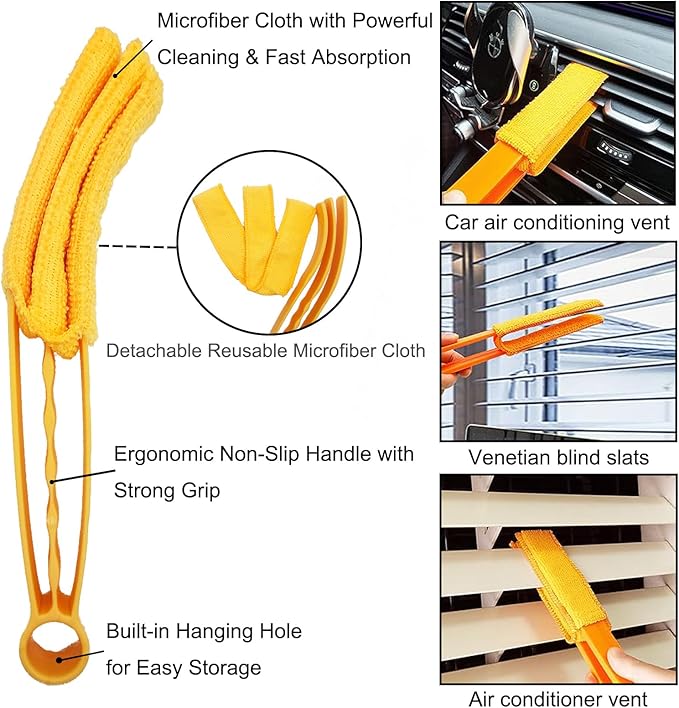5Pcs Window Blind Cleaning Set, Washable dust Removal Cleaning Tools, air Vent Cleaning Brush, Track Cleaning Brush, dust Removal Cleaning Tools for Blinds, air conditioners, Track, and Fans