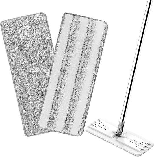 2 Pack Mop Replacement Pads Compatible with Joymoop Flat Mop | Reusable Microfiber Flat Mop Pads for Joy Mop, Washable Mop Head Replacement Fit for All 13" X 4.9" Squeeze Flat Floor Mop