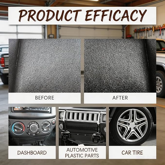 Auto Plastic Black Lotion, 2026 Upgrade Plastic Care for Car Interior, Auto Plastic Black Lotion, Can Restore The Luster of Faded Plastics and Rubbers (1PC)