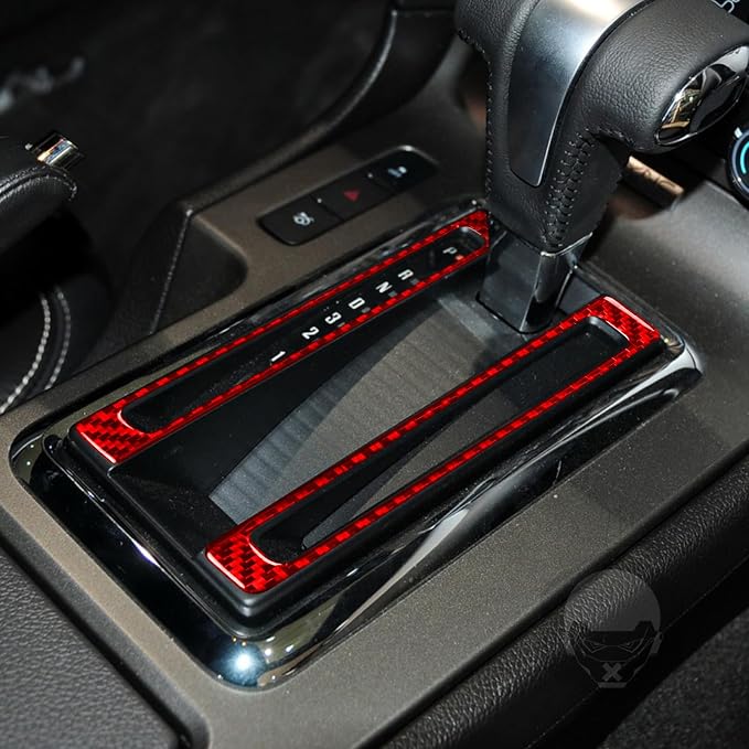 Real Carbon Fiber Trim for Ford Mustang Accessories | for 2009 2010 2011 2012 2013 2014 Gear Shift Button Frame Panel Cover Interior Thick Overlay Decal