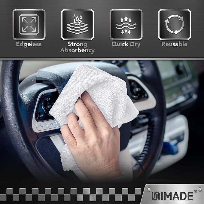UNIMADE Shop Towels, 400 Pack Commercial Grade Work Rags Microfiber Towels for Cars Cleaning Rags Bulk Detailing Cloth for Automotive Bar Mechanic Restaurant Garage Housekeeping, 11.5"x 11.5", White