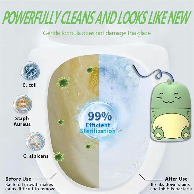 Toilet Bowl Cleaner Bottle Toilet Cleaner Cute Dinosaur Cleaning Odor Removal Stain Removal Makes Toilet Bowls Look New with Light Fresh Scent Decorative Household Bathroom Cleaning Supplies