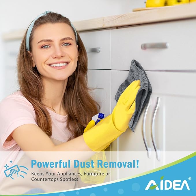 AIDEA Gray Microfiber Cleaning Cloth-100PK, Cleaning Rags 12"x12" Absorbent | Microfiber Towels for Cars Lint Free, Reusable Microfiber Towels, Kitchen Towel Dusting Cloth, Dish Rags, Bulk Cleaning Towel