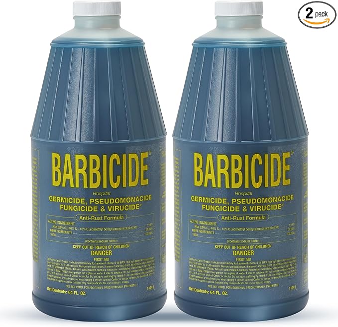 BARBICIDE Half Gallon Disinfectant Concentrate – 2 Pack | EPA-Registered, Hospital-Grade Germicide for Salons & Barbershops | Anti-Rust Solution for Shears, Combs & Professional Tools
