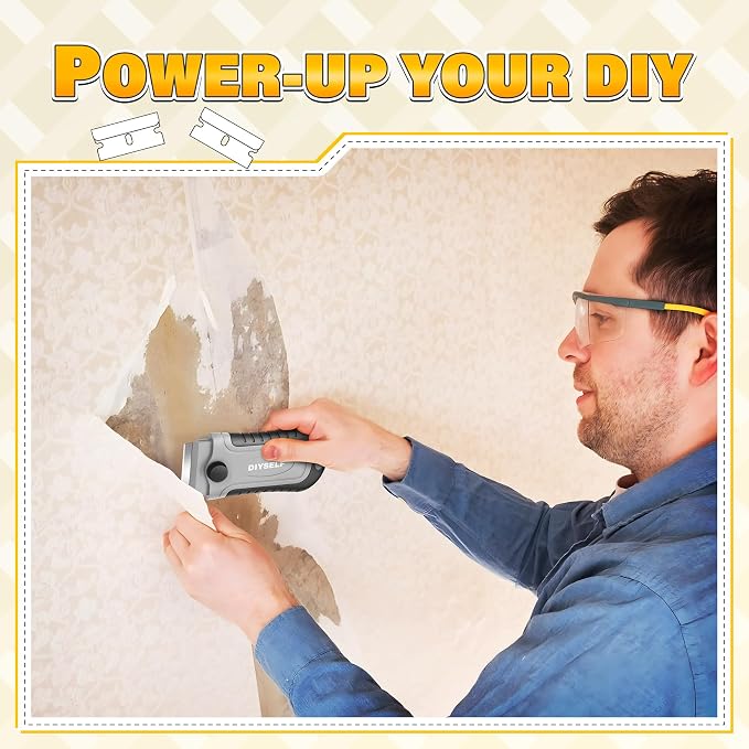 DIYSELF 2 Pack Paint Scraper Tool with 30 Razor Blades, Stove Top Cleaner Tools | Razor Blade Scrapers for Glass Stove Tops, Ovens, Windows and Tile, Paint Scraper Tools for Stickers, Glue and Residue