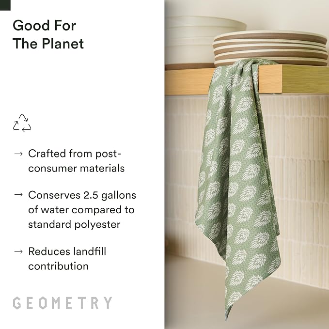 GEOMETRY Kitchen Tea Towels - Quick Dry Microfiber Dish Towels for Kitchen - Henley - 18" x 30" - 1 Pack