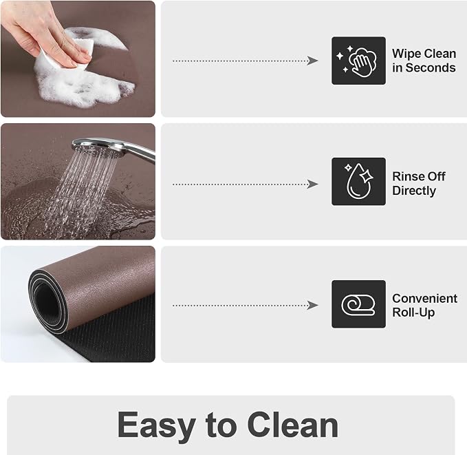 Ecotrim - Dish Drying Mat for Kitchen Counter | Coffee Bar Mat for Countertops | Heat Resistant Drainer Mat with Non-slip Rubber Backed | Hide Stain Kitchen Absorbent Draining Mat | Brown 16"x20"