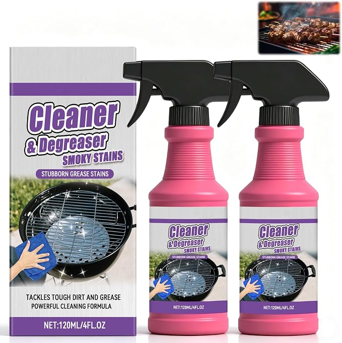 2PCS Fast Acting Heavy Duty Grill Degreaser Spray,Multifunctional Kitchen Appliance Cleaner, BBQ Grill Cleaner Sprayfor Kitchen, Home,Grill,Drip Pans,240ML