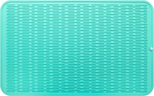 MicoYang Silicone Dish Drying Mat for Multiple Usage,Easy clean,Eco-friendly,Heat-resistant Silicone Mat for Kitchen Counter or Sink,Refrigerator or Drawer Liner Mint 3XL 28 inches x 18 inches
