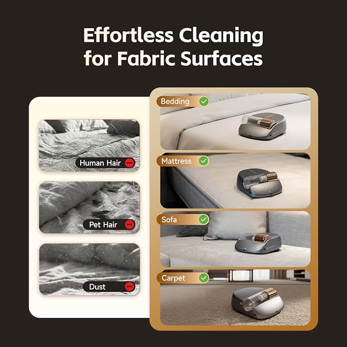 CREATULIZE X1 Robot Bed Vacuum, Automatic Mattress Vacuum Cleaner with Intelligent Path Planning, UV-C Light, HEPA Filter, One-Click 100% Dust & Pet Hair Removal for Bed, Mattress, Sofa, Carpet
