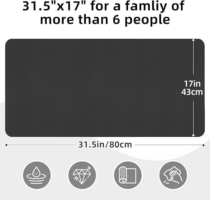 LOPNUR Kitchen Dish Drying Mat, 31.5"x17" Extra Large Dish Drying Mats for Kitchen Counter, Diatomite Coffee Mat Super Absorbent Dish Drying Pad, Heat Resistant Mat with Anti-slip Rubber Backed, Black
