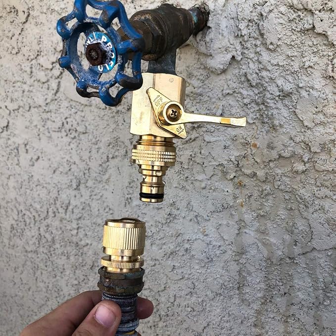 HQMPC Garden Hose Quick Connect Solid Brass Quick Connector 3/4 inch GHT (6 Sets)