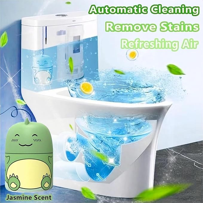Toilet Bowl Cleaner Bottle Toilet Cleaner Cute Dinosaur Cleaning Odor Removal Stain Removal Makes Toilet Bowls Look New with Light Fresh Scent Decorative Household Bathroom Cleaning Supplies