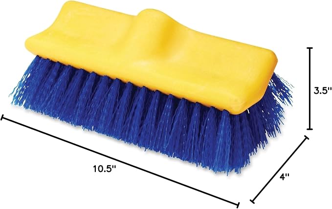 Rubbermaid Commercial Products Synthetic-Fill Wash Brush Head for Broom 10-Inch Blue Indoor/Outdoor Scrub Brush for Cleaning Bathroom/Bathtub/Shower/Garage/Patio/Tile Floors