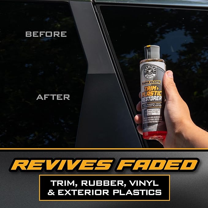 Chemical Guys, Black Trim Restorer Gel Kit for Exterior Plastic & Rubber | Controlled gel restores a deep black finish to faded exterior trim, plastic and vinyl, with an applicator