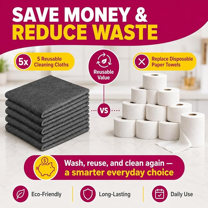 Magic Cleaning Cloth,Thick Microfiber (10PC) | Streak Free For Glass & Kitchen,Microfiber Cleaning Cloths 16x12 Inch, Lint Free Reusable Cleaning Rags