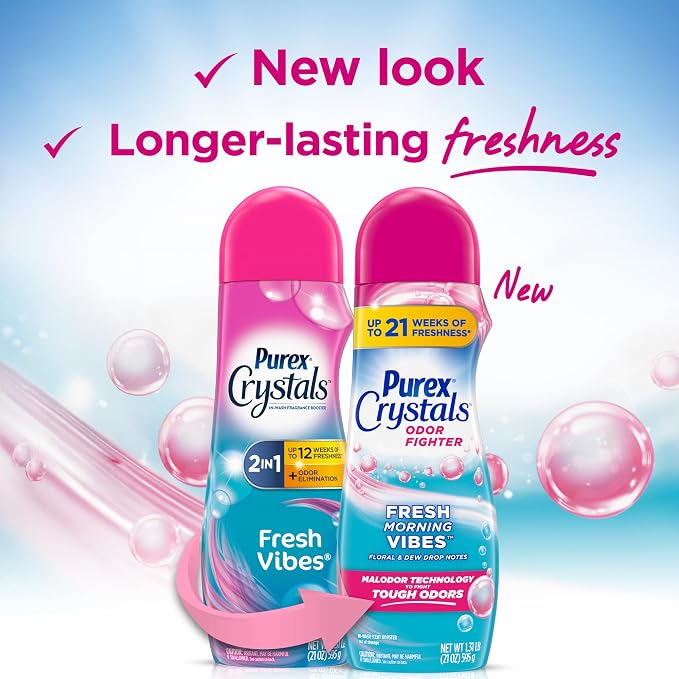 Purex Crystals In-Wash Fragrance and Scent Booster, Fresh Vibes, 21 Ounce, 4 Count
