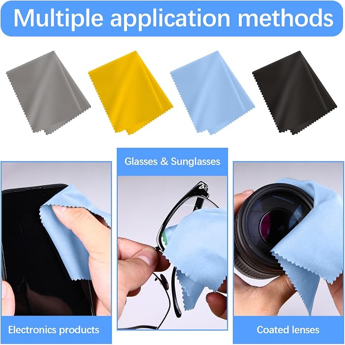 80 Pack Microfiber Cleaning Cloth for Glasses, Multi-Color Eye Glasses Cleaning Cloth Bulk 6"x7" Microfiber Cleaner Lens Cloths for Eyeglasses, Camera Lenses, TV Screens, Cell Phones and Laptops