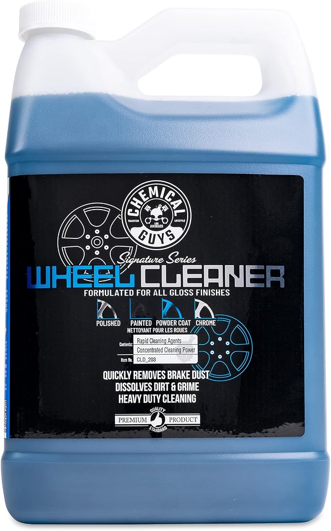 Chemical Guys CLD_203 Signature Series Wheel Cleaner, Formated For All Gloss Finishes, Safe for Cars, Trucks, SUVs, Motorcycles, RVs & More 128 fl oz (1 Gallon) | Fast-acting foaming spray clings to wheels to lift brake dust and road grime, safe on chr...
