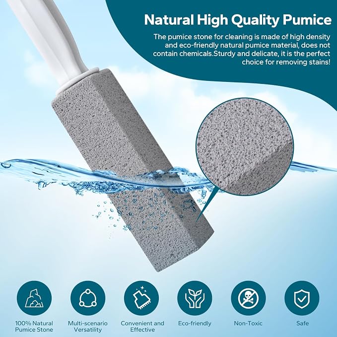 Emycool Pumice Stone Toilet Bowl Cleaner, 10 Pack Toilet Pumice Stone with Handle for Toilet Cleaning Toilet, Bathtubs, Sinks, Swimming Pools, Grills