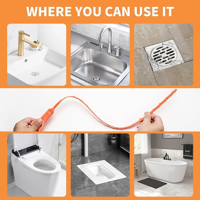 Drain Snake Drain Clog Remover Tool 4 Pack 20 Inch Flexible Hair Removal for Sink Shower Tub and Toilet with Grip Handle Easy Use Kitchen Bathroom Pipe Cleaner- AsonTao