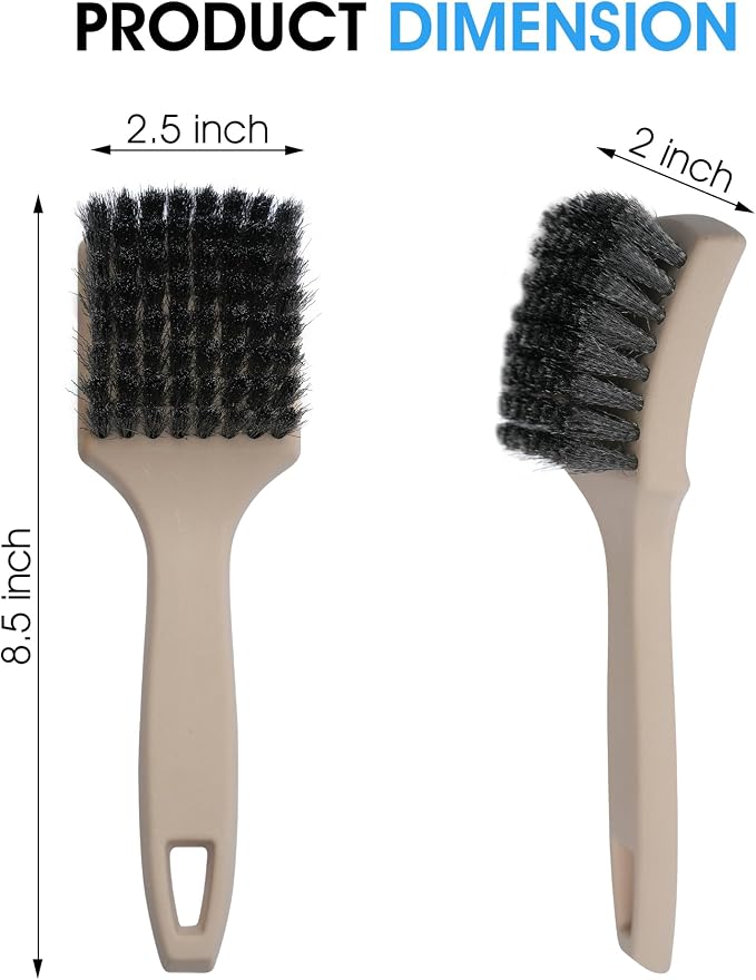 Nanoskin 8.5 Inch Heavy-Duty Tire Cleaning Brush - Ergonomic Steel Wire Scrub for Whitewall & Sidewall | Professional Auto Detailing Tool, Enhanced Grip for Automotive & Household Use