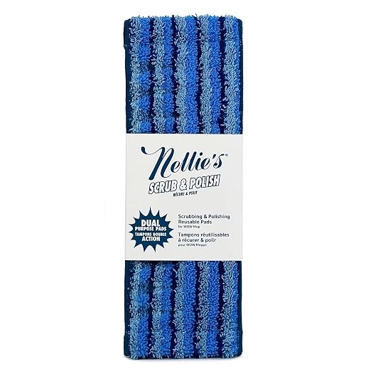 Nellie's Scrub & Polish Pads | Wow Mop & Wow Too Replacement Pads | Dual Purpose Scrub & Polish System, Machine Washable & Reusable, Microfibre, Made in Canada