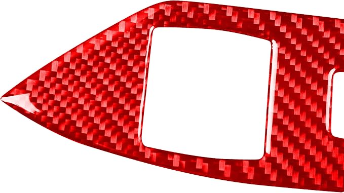 Red Real Carbon Fiber Trim for Ford Mustang Accessories | for GT Shelby 2005 2006 2007 2008 2009 Window Lift Switch Panel Cover Interior Thick Overlay Decal